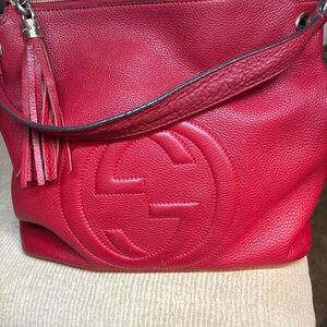 Authentic Gucci Soho Red Leather Shoulder Bag